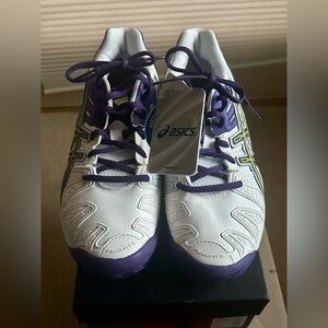 ASICS Women’s Gel-Resolution 6 Tennis Shoe - Vibrant Purple Lime and White